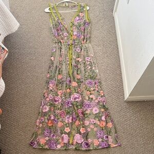 Aratta Floral Maxi Dress - Green and Purple
